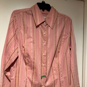 Merona, long sleeve, peach striped blouse